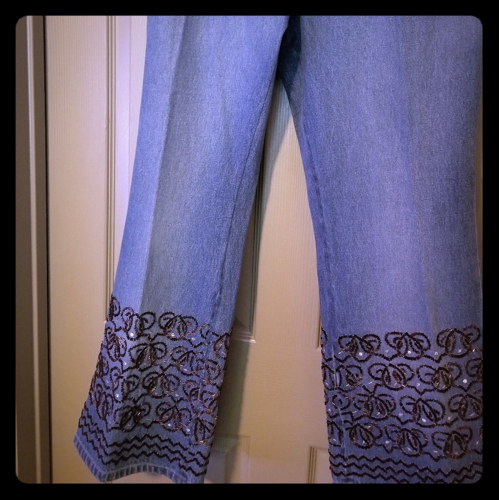 Spiegel gold bead embellished jeans